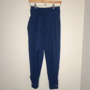 Lauren Ralph Lauren Women's Belted Pleated‎ Ponte Ankle Pants XS